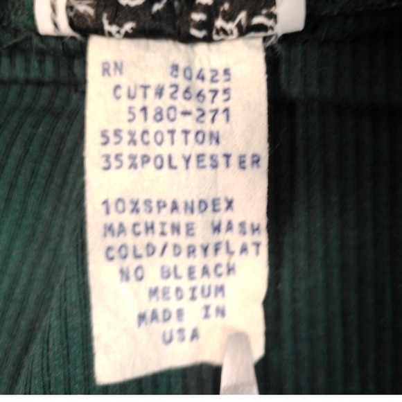 Vintage LA MOVERS Ribbed High Waist Bike Shorts Dark Green Women's Medium - Picture 4 of 6